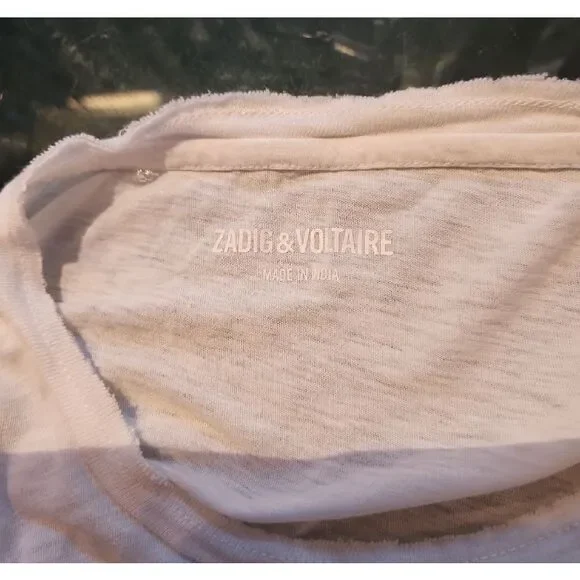 Zadig & Voltaire Embellished Skull Tee Size Medium - Picture 5 of 5